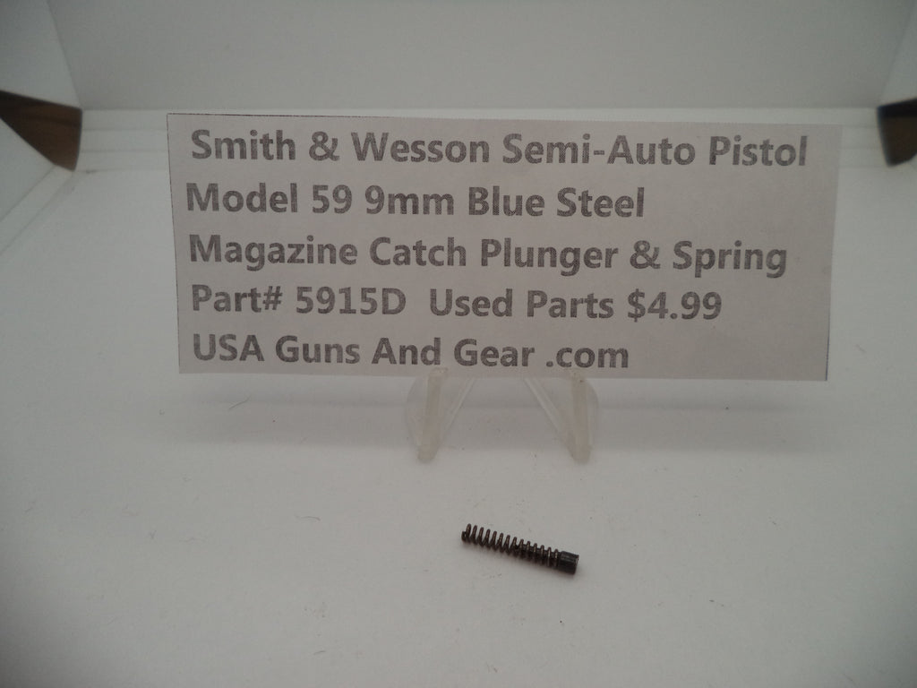 5933 Smith & Wesson Model 59 9 MM Magazine Catch Plunger & Spring Used Parts