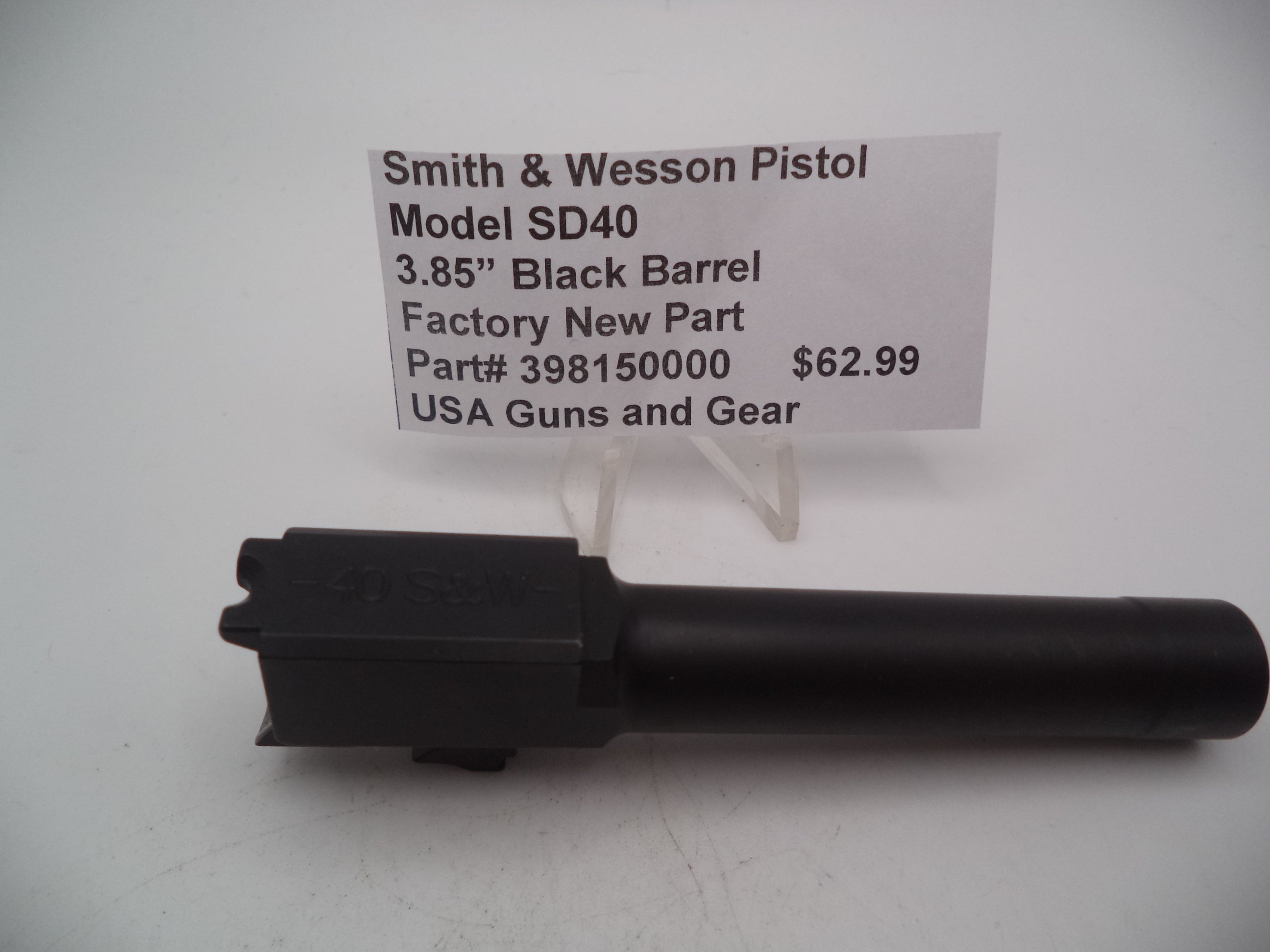398150000 Smith & Wesson Pistol Model SD40 3.85" Black Barrel