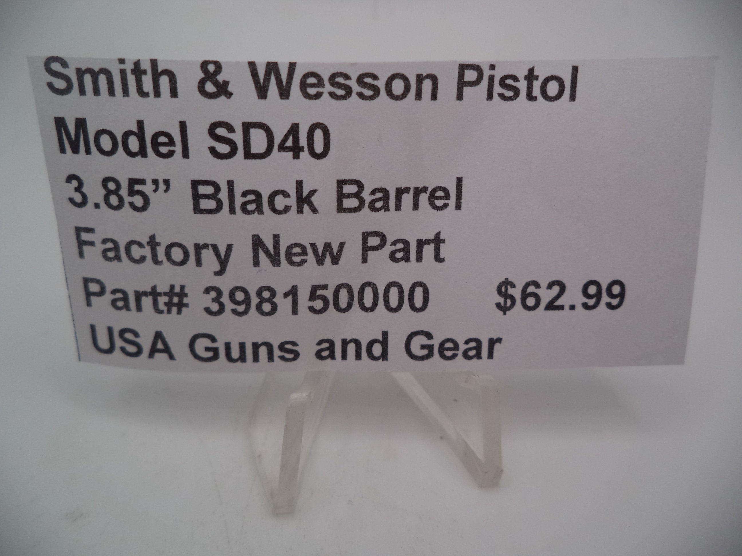 398150000 Smith & Wesson Pistol Model SD40 3.85" Black Barrel