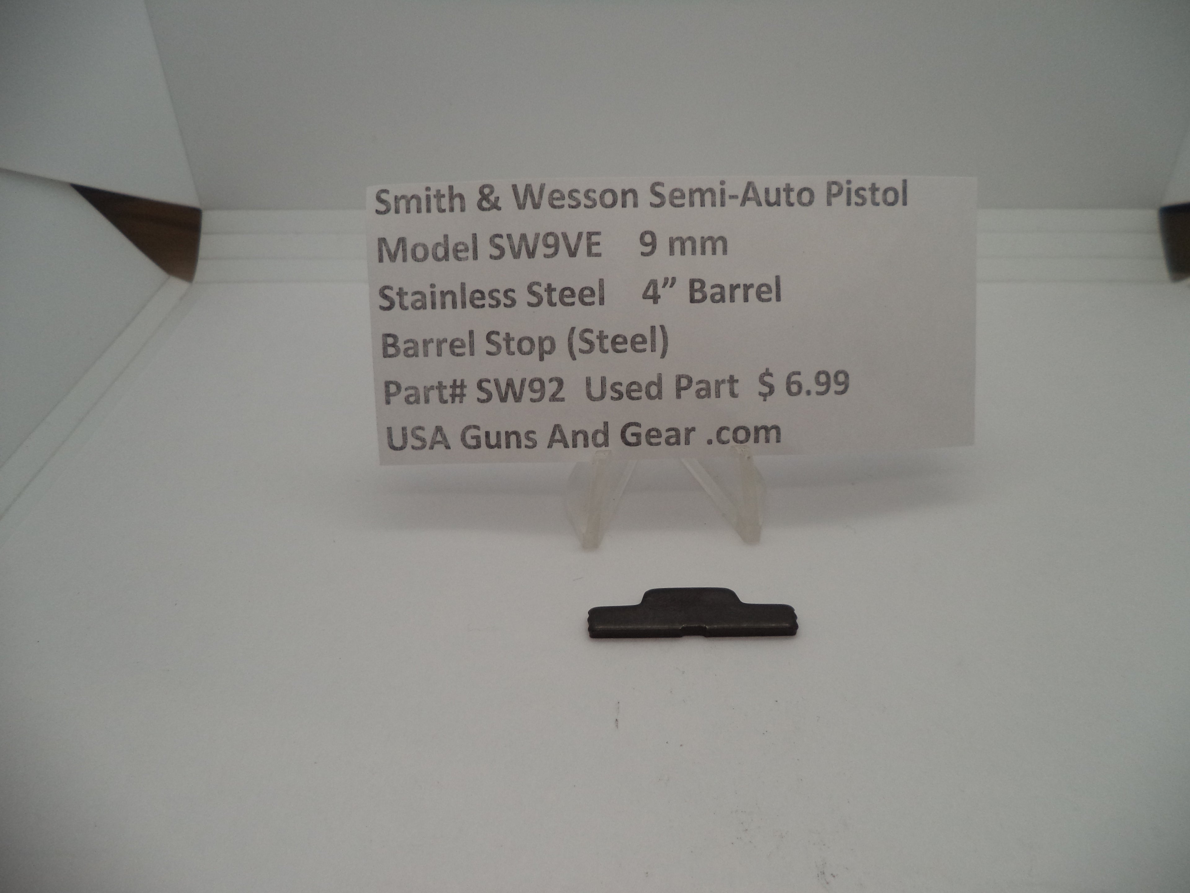 SW92 Smith & Wesson Pistol Model SW9VE 9 MM Barrel Stop (Steel) Used Parts