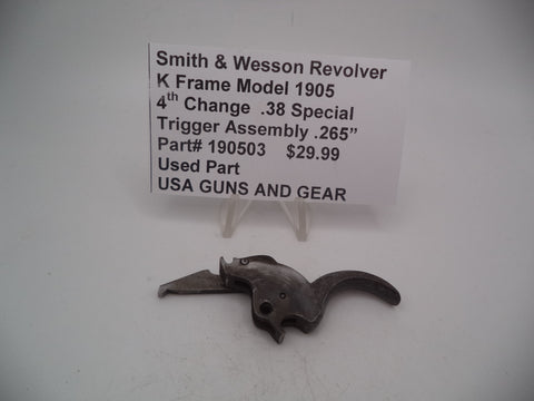 190503 Smith & Wesson K Frame Model 1905 4th Change Trigger Assembly .265" .38 Special Used