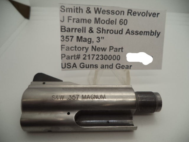 Smith & Wesson J Frame Model 60 Barrel Assembly 3" .357 Magnum - 217230000