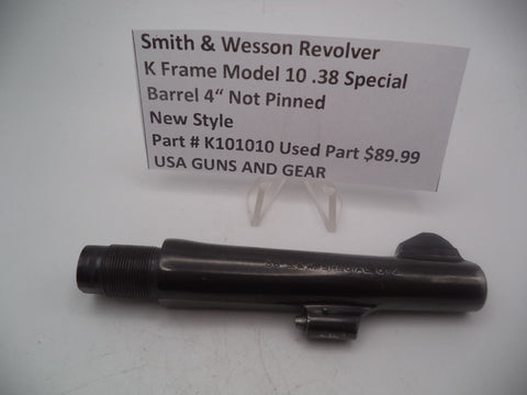 K101010  Smith and Wesson Revolver K Frame Model 10 .38 Special ctg. 4" Non Pinned Barrel Blue Steel Used