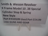 K10109  Smith and Wesson Revolver K Frame Model 10 .38 Special ctg. Cylinder Stop & Spring Used