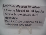 K10106  Smith and Wesson Revolver K Frame Model 10 .38 Special ctg. Strain Screw Square Butt Used