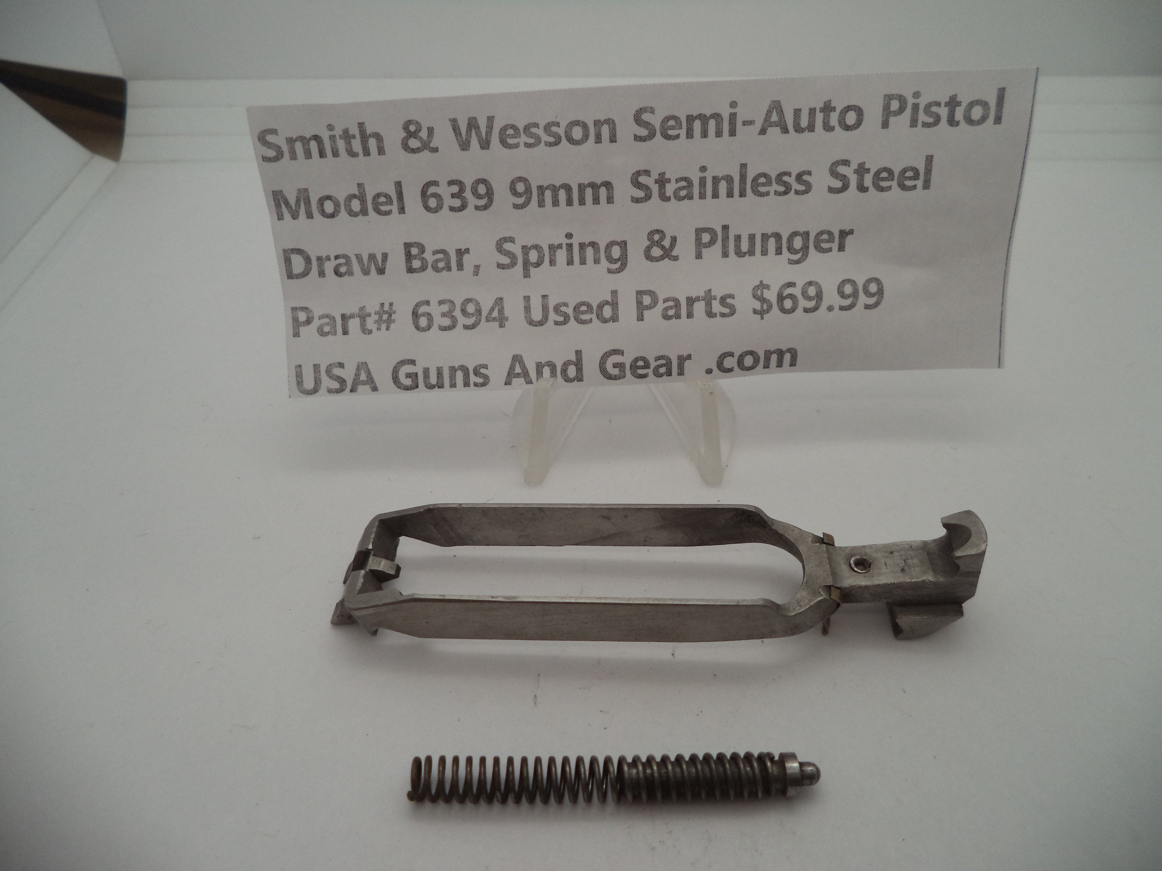 6394 Smith & Wesson Model 639 9 MM Draw Bar, Spring & Plunger Used Parts