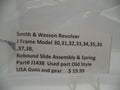 Smith & Wesson J143B Smith and Wesson Revolver J Frame 30-38 Rebound Slide Assembly & Spring Part 000000000