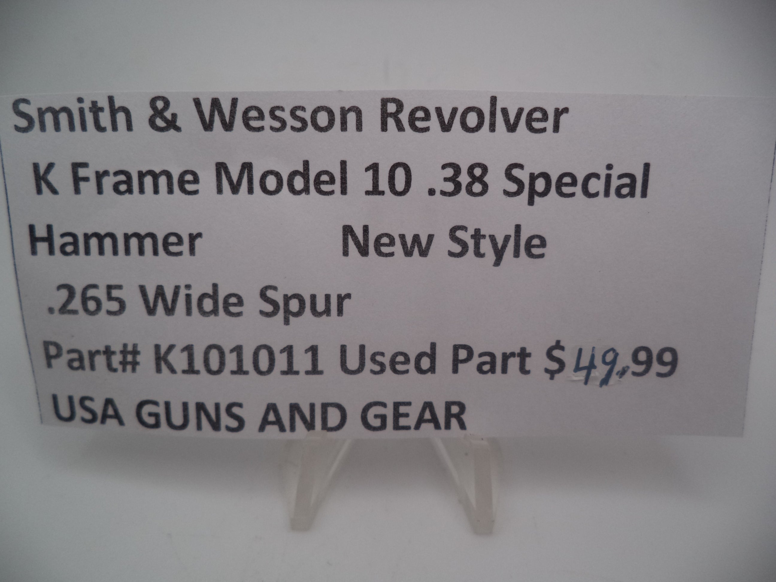 K101011 Smith and Wesson Revolver K Frame Model 10 .38 Spec. Blue Steel Hammer .265 Used