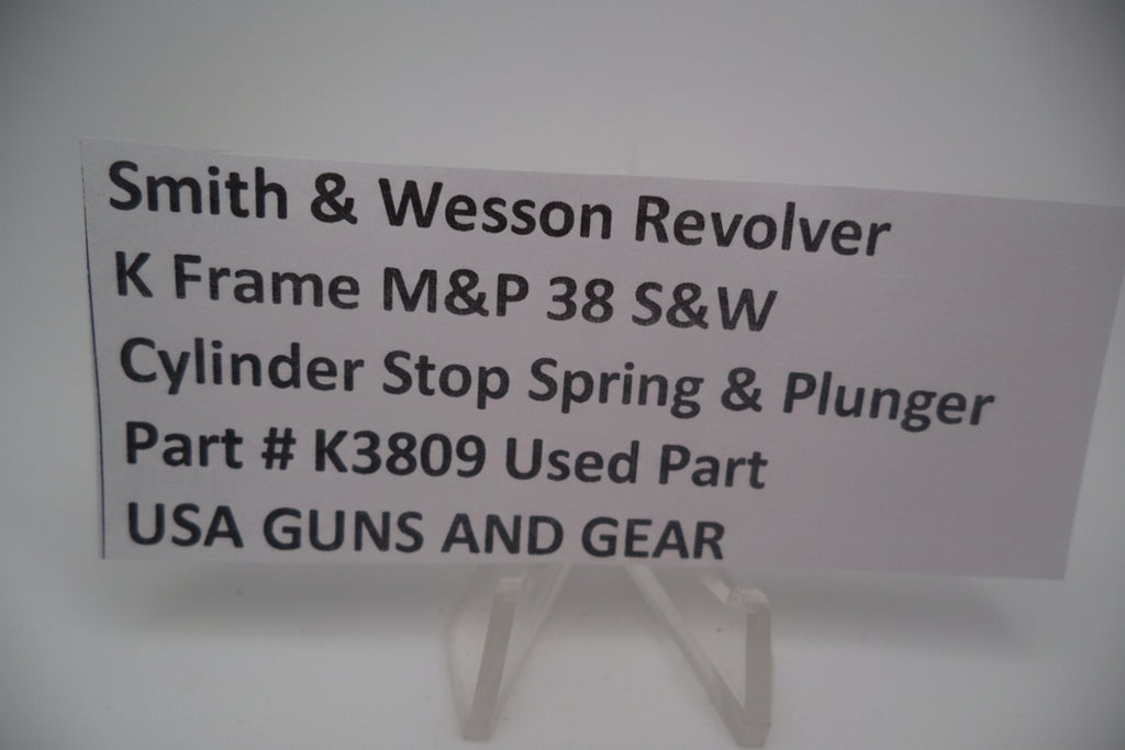 Smith & Wesson Revolver K Frame M&P 38 S&W Cylinder Stop, Spring & Plunger Used K3809
