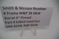 Smith & Wesson Revolver K Frame M&P 38 S&W 4" Pinned Barrel Used K3810