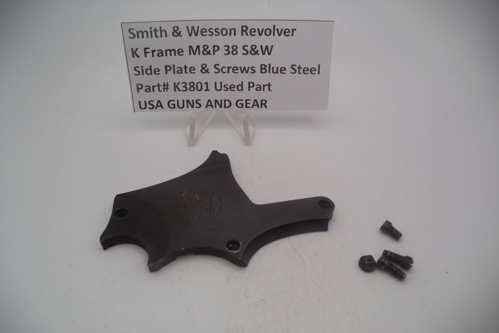 Smith & Wesson Revolver K Frame M&P 38 S&W Side Plate & Screws Blue Steel Used K3801
