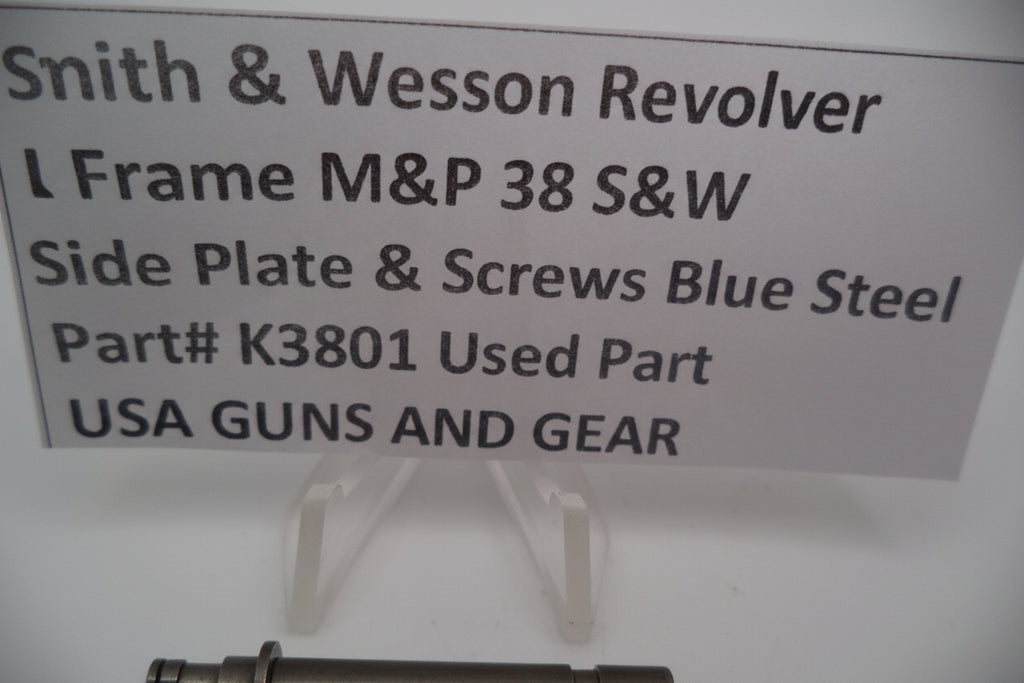 Smith & Wesson Revolver K Frame M&P 38 S&W Side Plate & Screws Blue Steel Used K3801