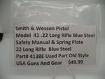 4138E Smith & Wesson Pistol Model 41 .22 Long Rifle Safety Manual & Spring Plate