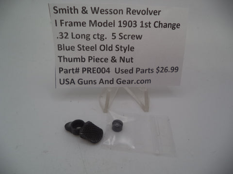 PRE004 Smith & Wesson I Frame Model 1903 1st Change .Blue Steel Thumb Piece & Nut 32 Caliber Used