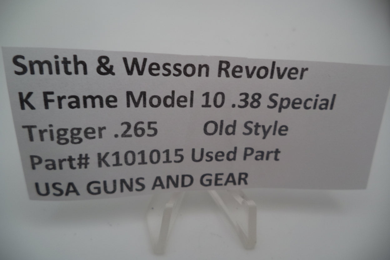 Smith and Wesson Revolver K Frame Model 10 .38 Special ctg. Trigger .265" Wide Used K101015