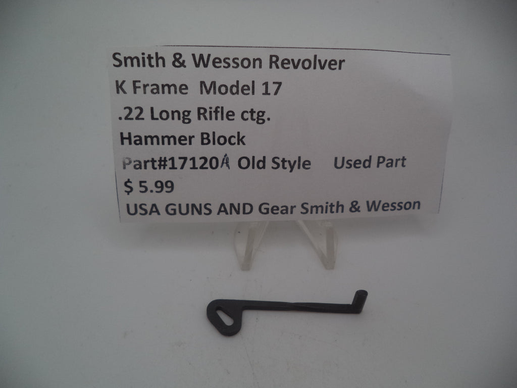 Smith & Wesson K Frame Model 17 Hammer Block .22 Long Rifle Old Style - 17120A