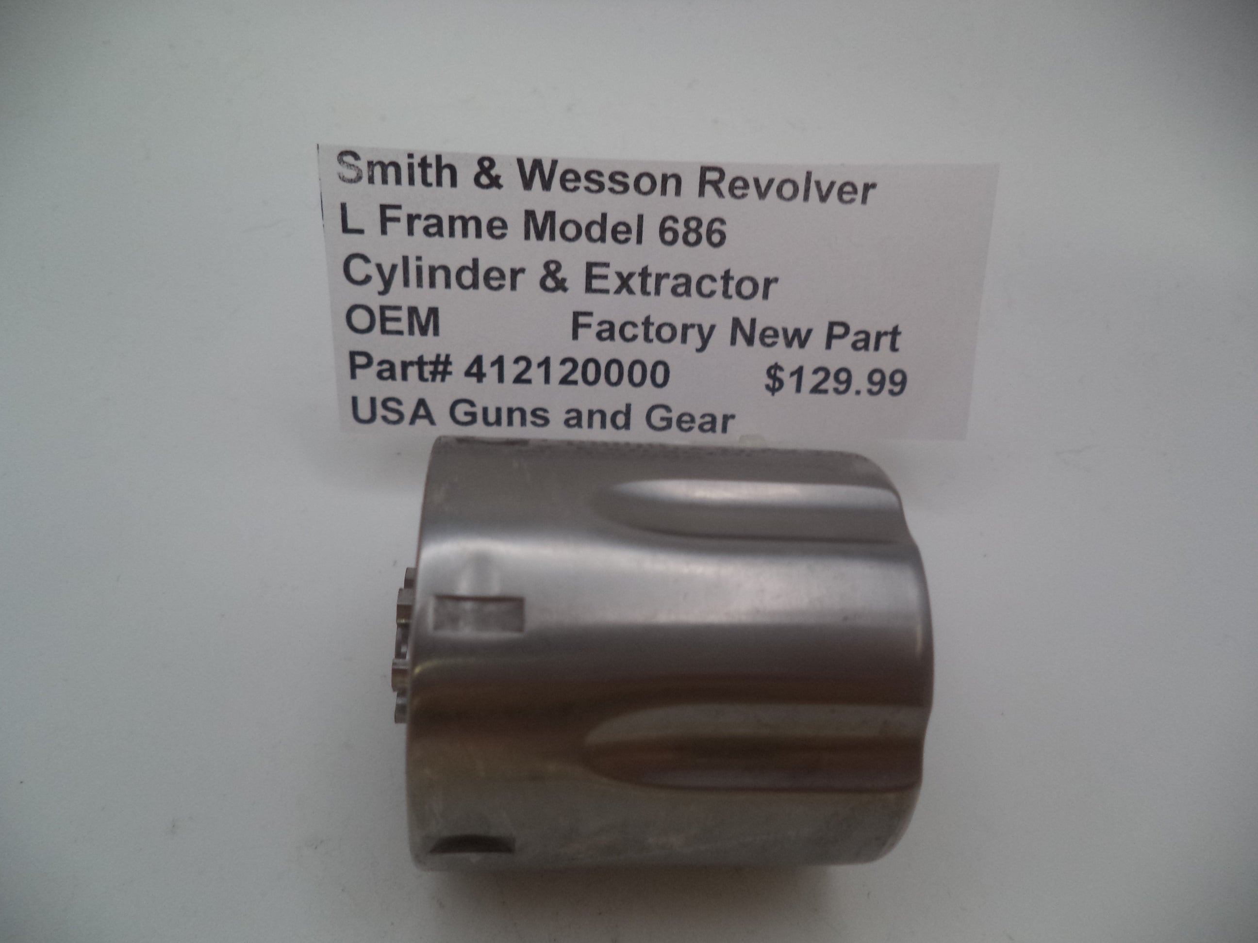 S&W Model 686 Cylinder & Extractor Assembly - Chamfered Stainless .357 Magnum | 412120000