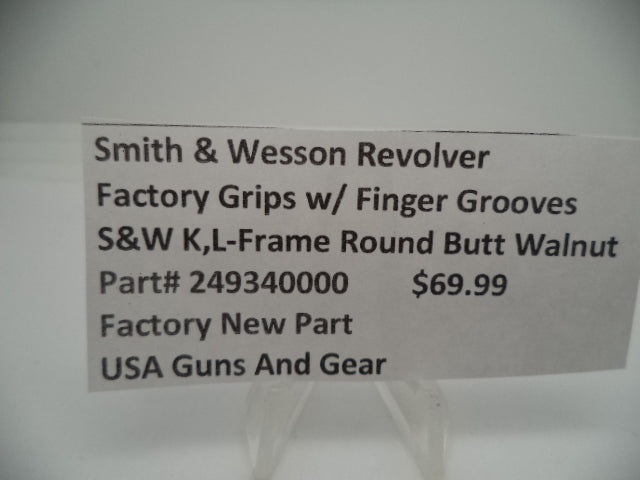Smith & Wesson K & L Frame Walnut Grips with Finger Grooves - Round Butt Only - Factory New Part 249340000