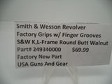 249340000 Smith & Wesson Revolver K,L-Frame Grips w/Finger Grooves Round Butt