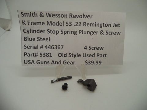 5381 Smith & Wesson K Frame Model 53 Cylinder Stop Assembly Used .22 Rem-Jet