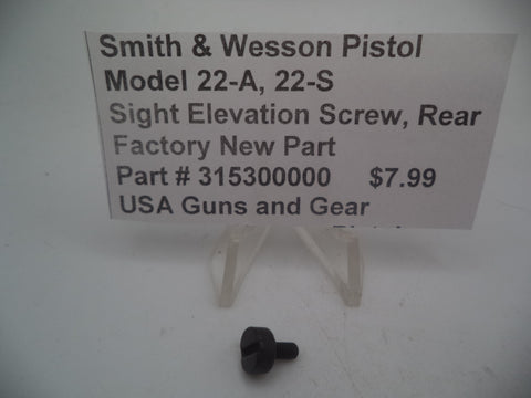 315300000 Smith & Wesson Pistol Model 22-A, 22-S  Rear Sight Elevation Screw New
