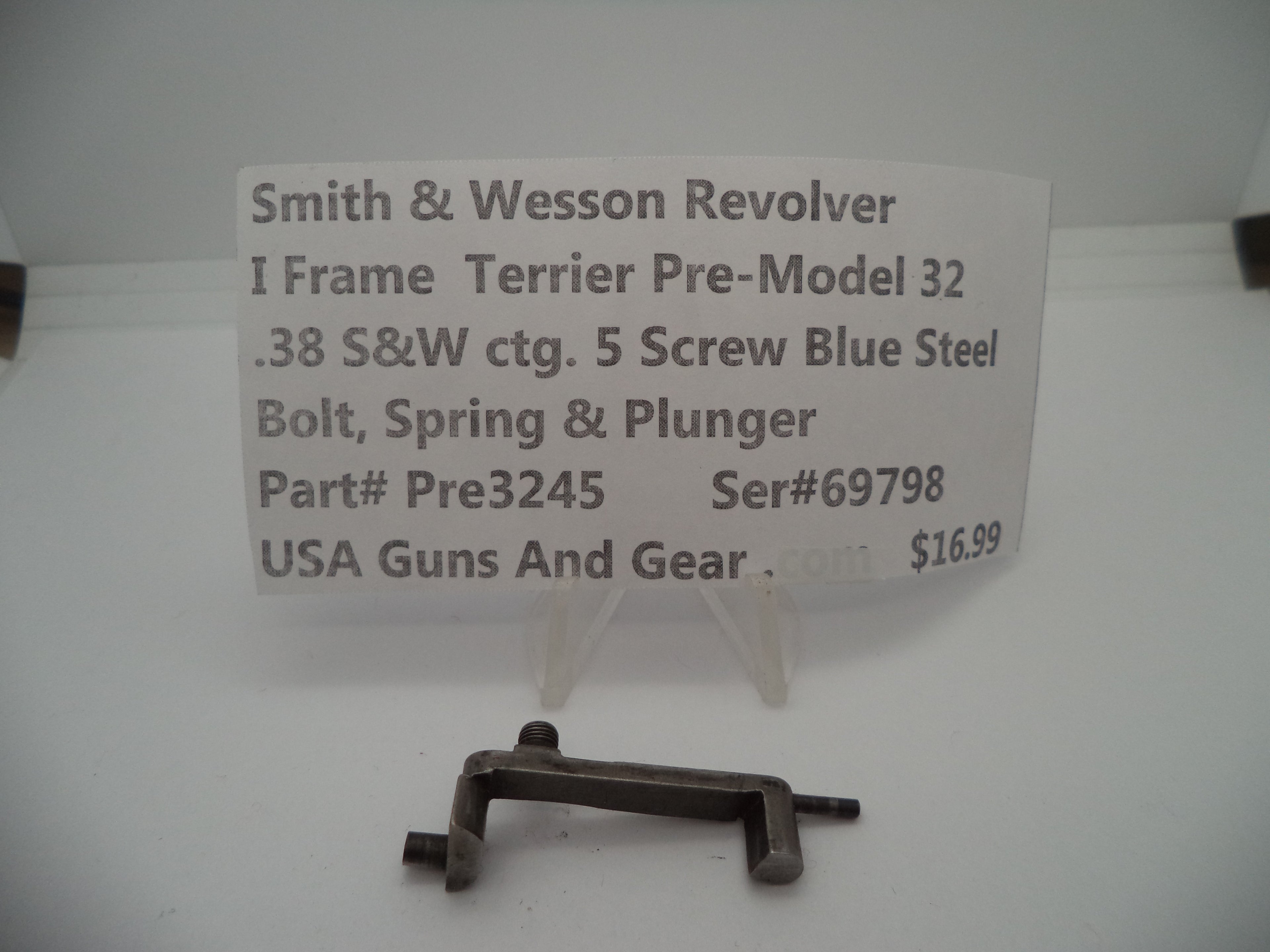Pre3245 Smith & Wesson I Frame Terrier Pre-Model 32 .38 S&W Bolt, Spring & Plunger