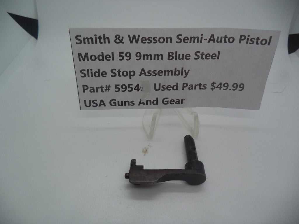 Part# 5954 Smith & Wesson Model 59 9MM Slide Stop Assembly Used Blue Steel 9MM