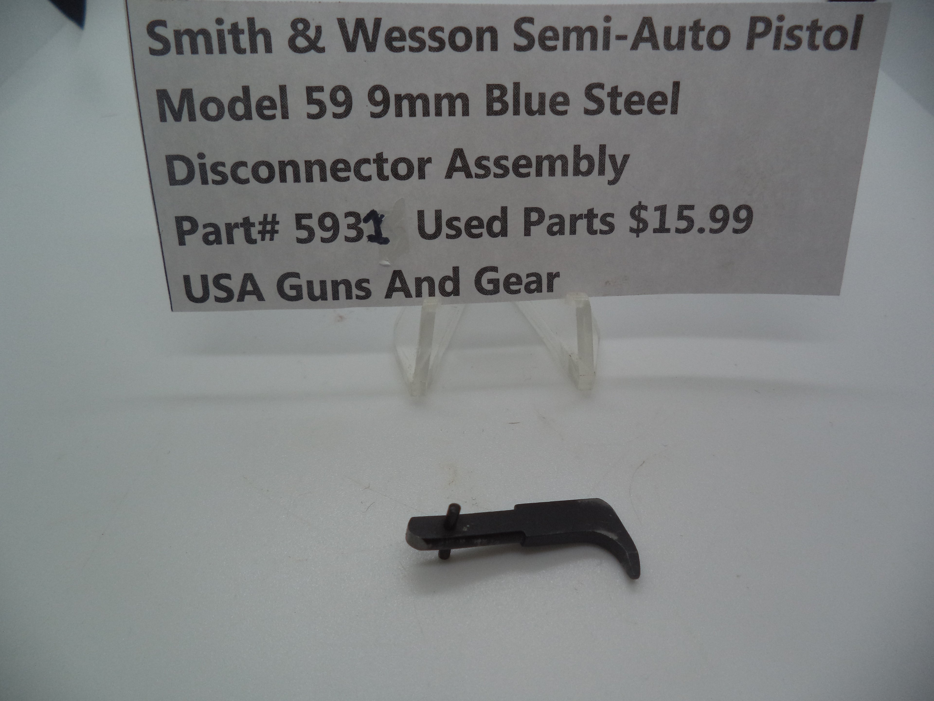 Part#5931 Smith & Wesson Model 59 9MM Disconnector Assembly Used Blue Steel 9MM