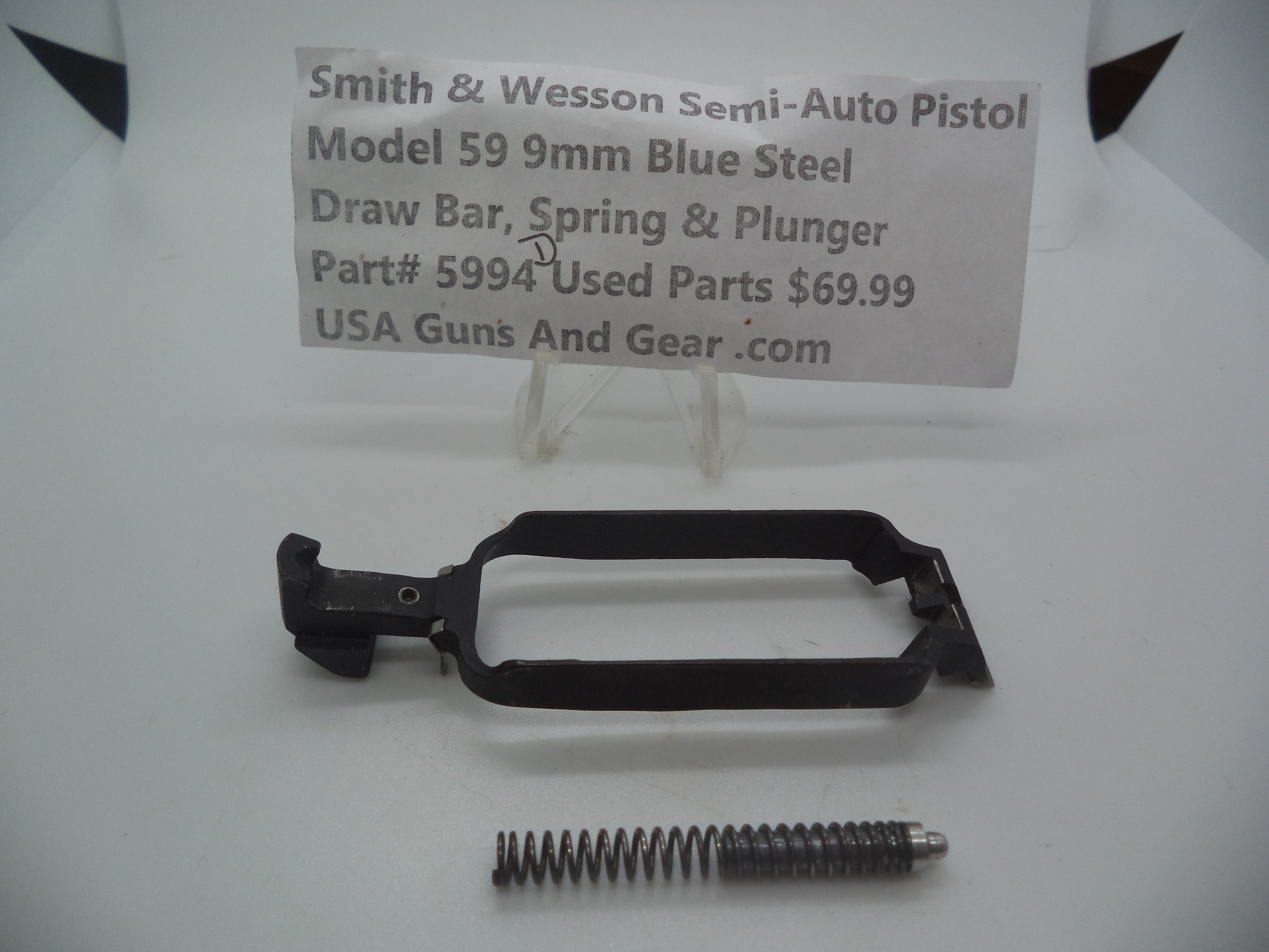 5994D Smith & Wesson Pistol Model 59 9 MM Draw Bar, Spring & Plunger Used Parts