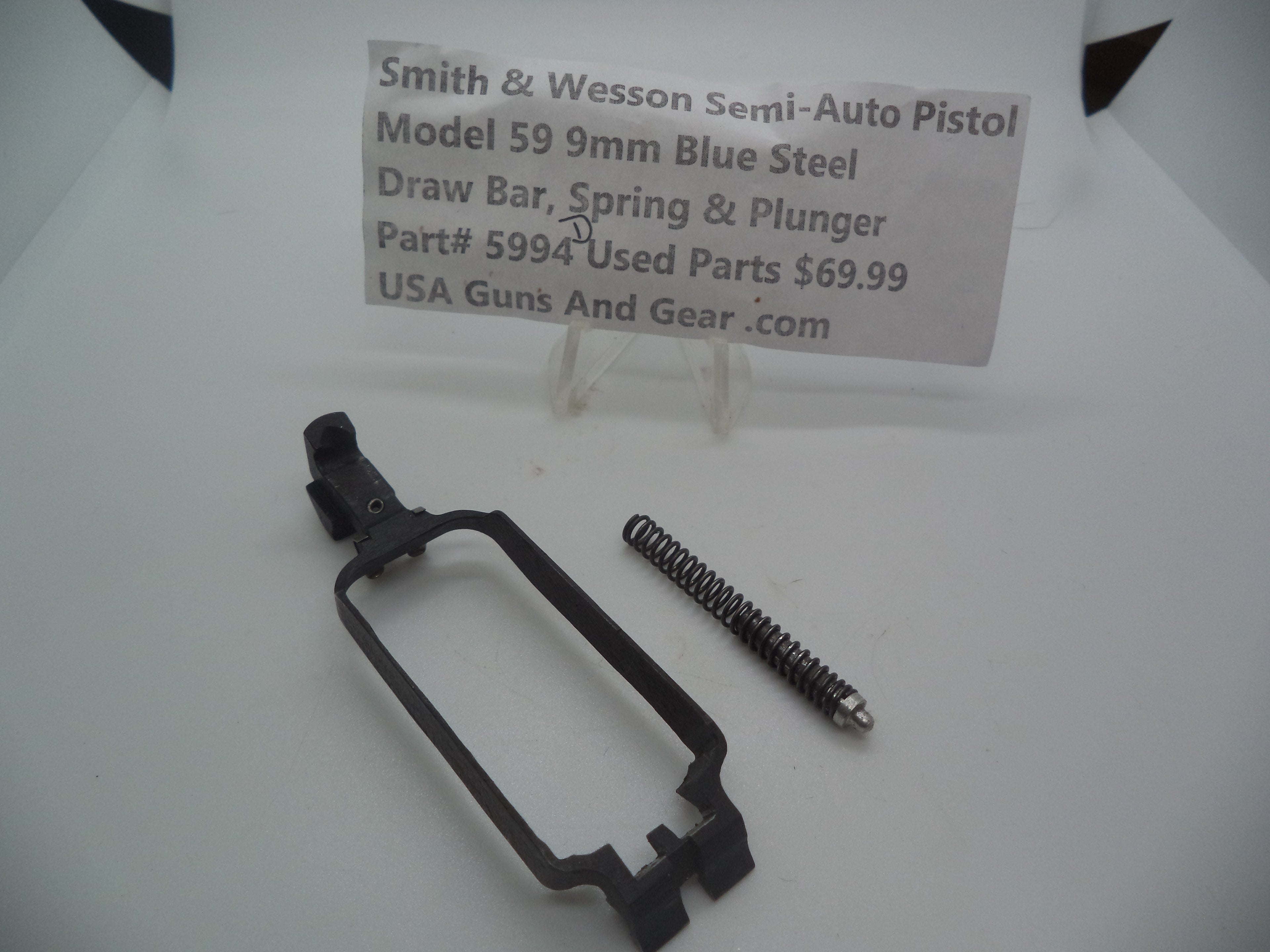 5994D Smith & Wesson Pistol Model 59 9 MM Draw Bar, Spring & Plunger Used Parts