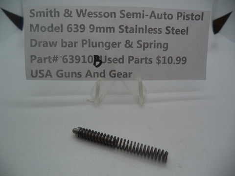 63910B Smith & Wesson Semi-Auto Pistol Model 639 Stainless Steel 9MM Draw Bar Plunger & Spring