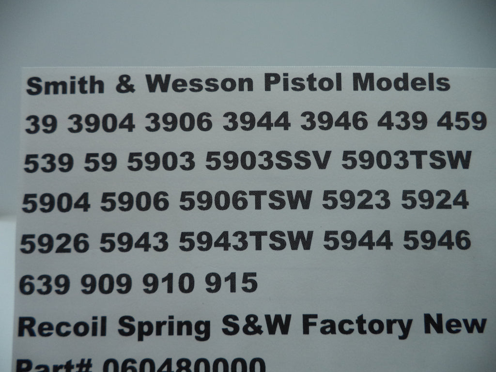 S&W Gun Part Recoil Spring Models 39 3904 59 5903 5903SSV 060480000