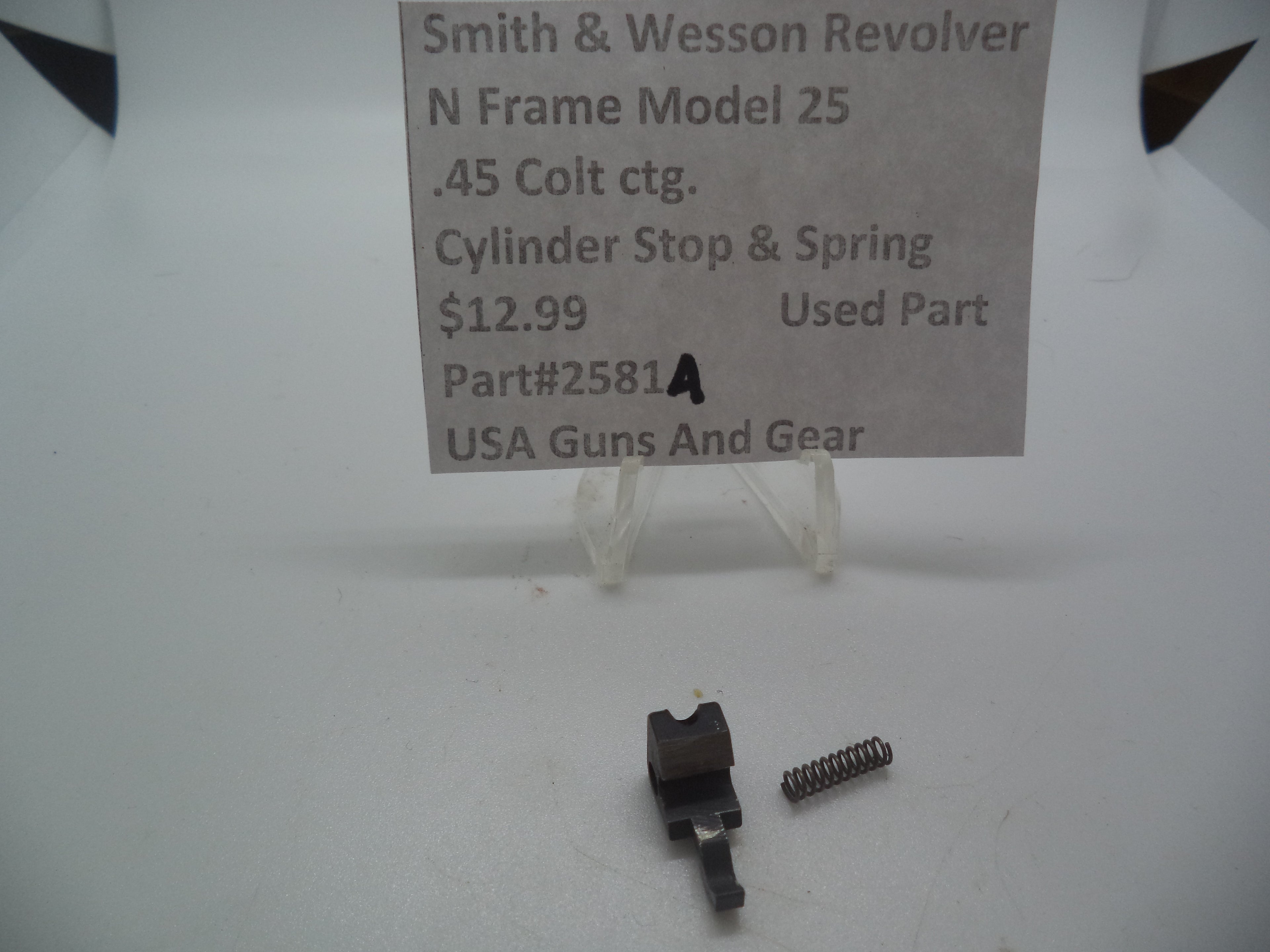 2581A Smith & Wesson N Frame Model 25 Used Cylinder Stop & Spring .45 Colt ctg.