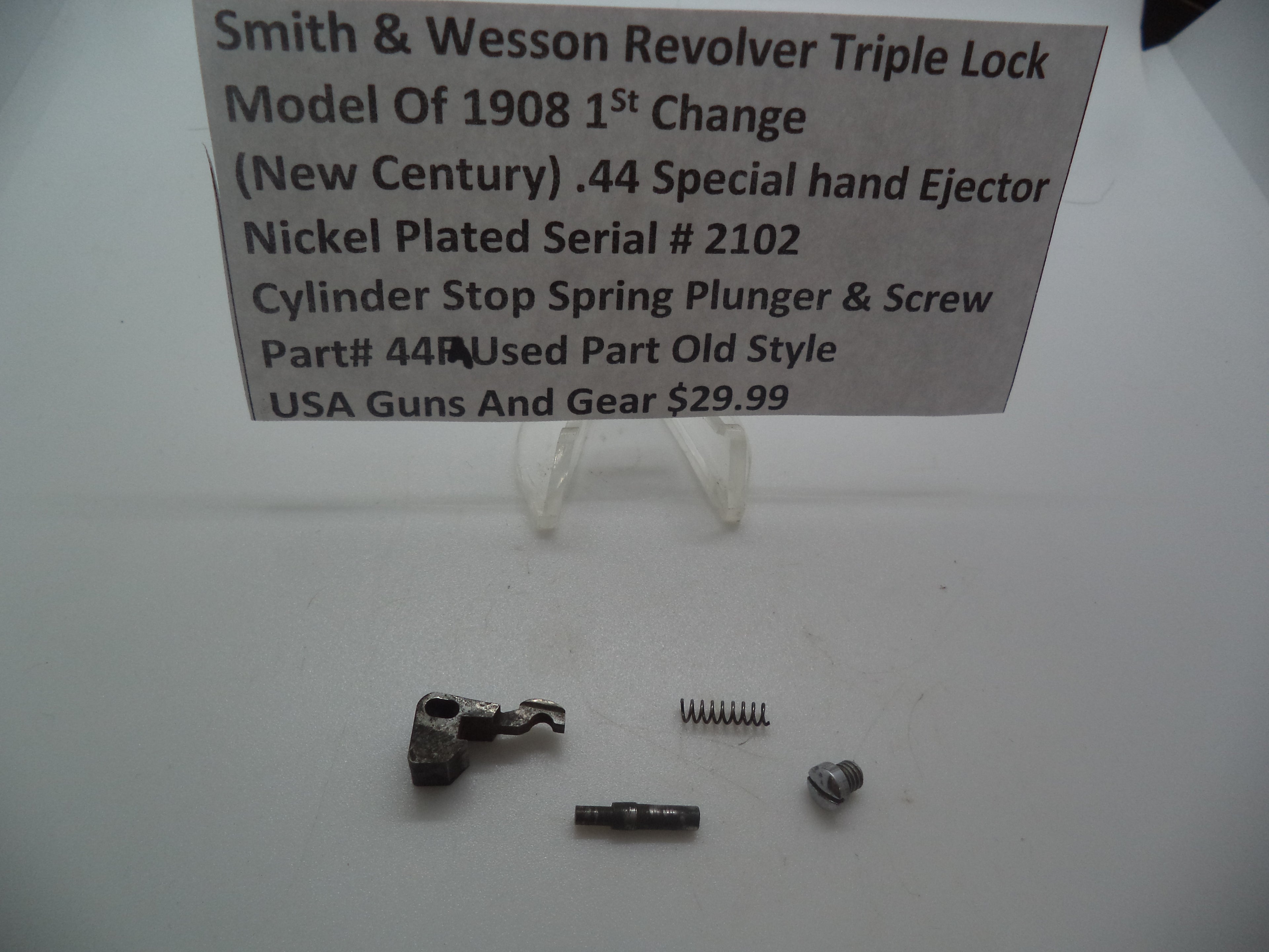 44FA  Smith & Wesson Revolver .44 Special Cylinder Stop Spring Plunger and Screw  (New Century)