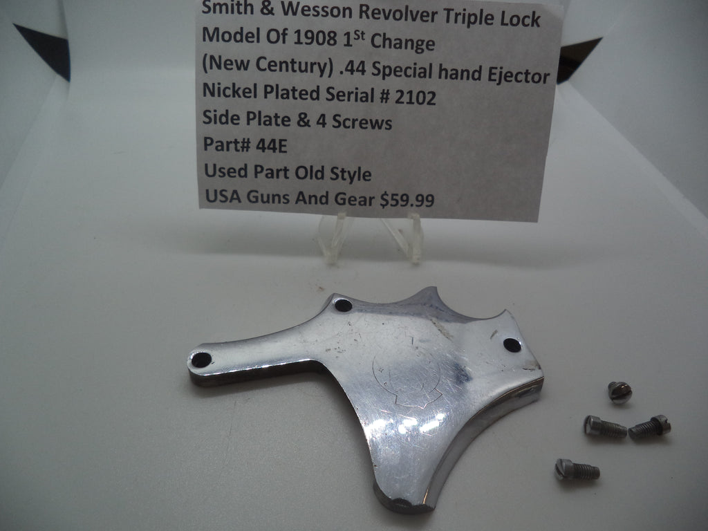 44E  Smith & Wesson Revolver .44 Special Side Plate and 4 Screws  (New Century)