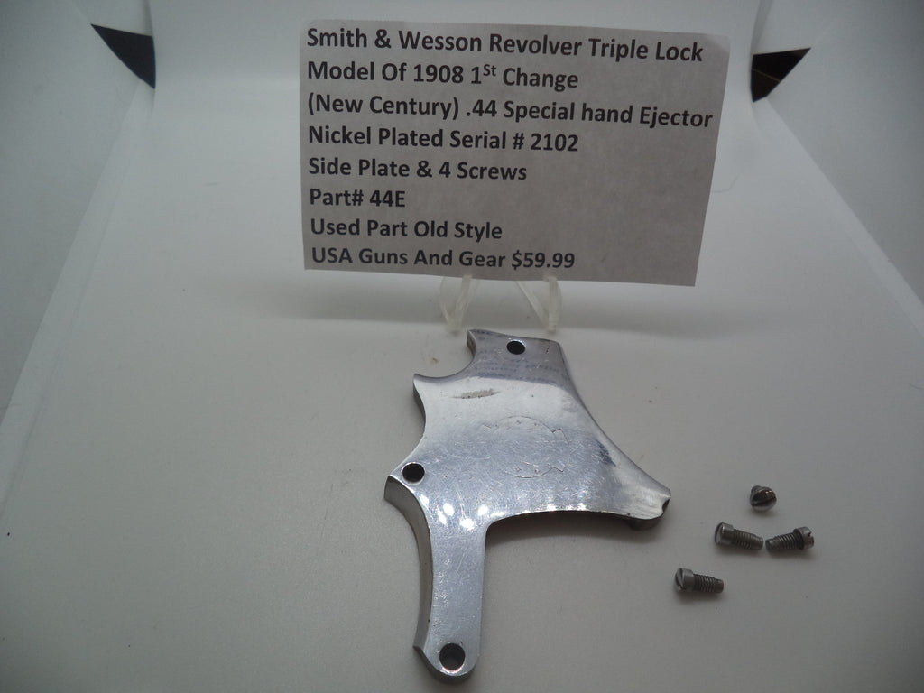 44E  Smith & Wesson Revolver .44 Special Side Plate and 4 Screws  (New Century)