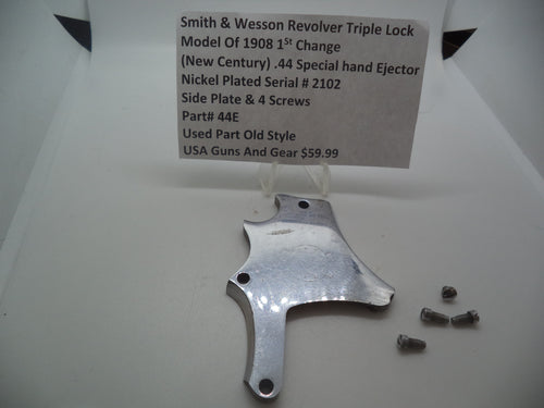 44E  Smith & Wesson Revolver .44 Special Side Plate and 4 Screws  (New Century)