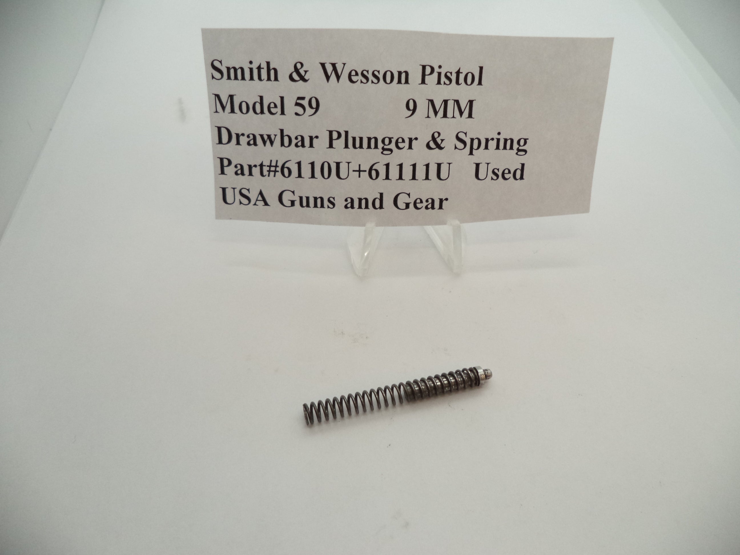 6110U+6111U Smith & Wesson Pistol Model 59 9MM Drawbar Plunger & Spring