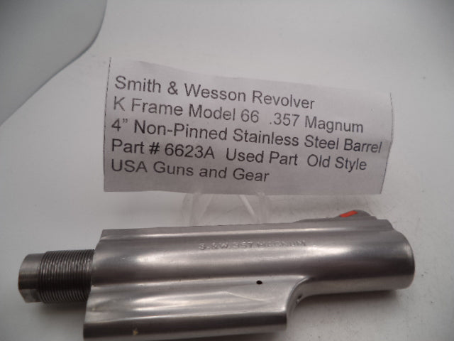 6623A Smith & Wesson K Frame Model 66 .357 Mag Barrel 4" Non-Pinned Stainless Steel