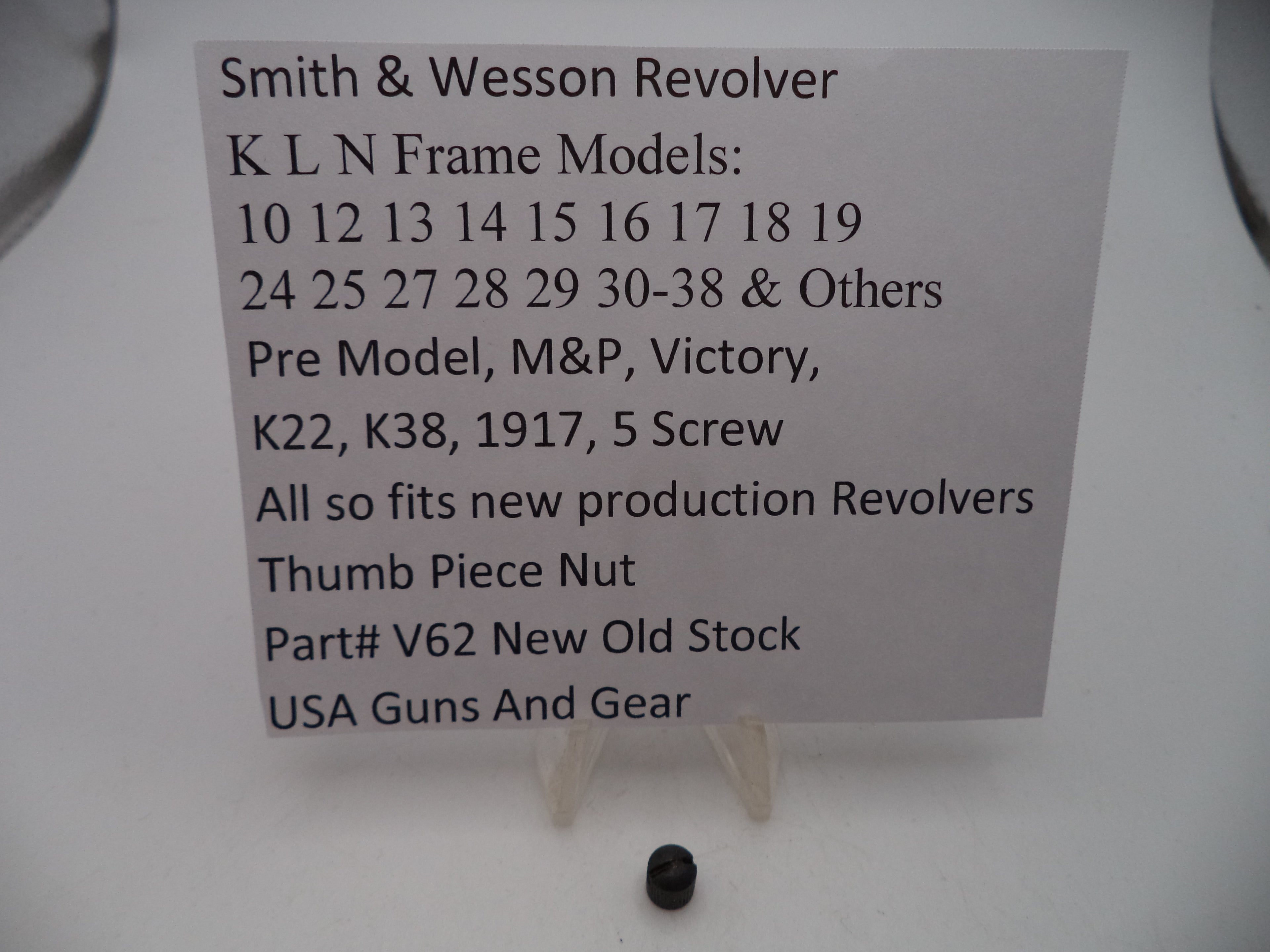 V62 Smith & Wesson New J K L N Frame Knurled Thumb Piece Nut Vintage -                                USA Guns And Gear-Your Favorite Gun Parts Store