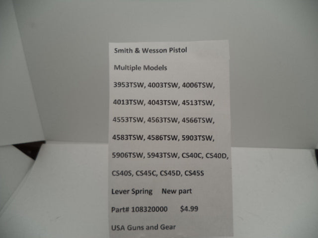 Smith & Wesson Sear Spring TSW Series CS Compact Pistols Factory OEM 108320000