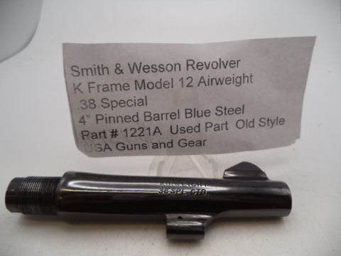 1221A Smith and Wesson K Frame Model 12 Airweight .38 Special 4" Pinned Barrel Blue