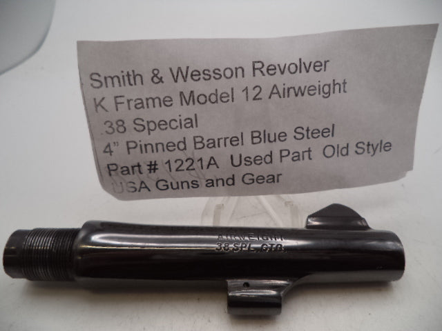 1221A Smith and Wesson K Frame Model 12 Airweight .38 Special 4" Pinned Barrel Blue