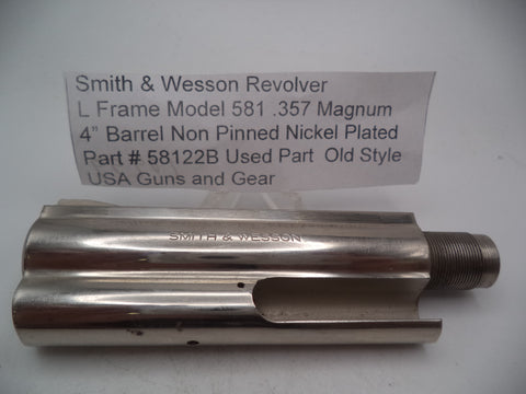 58122B Smith & Wesson L Frame Model 581 Nickel 4" Non-Pinned Barrel Used .357 Mag