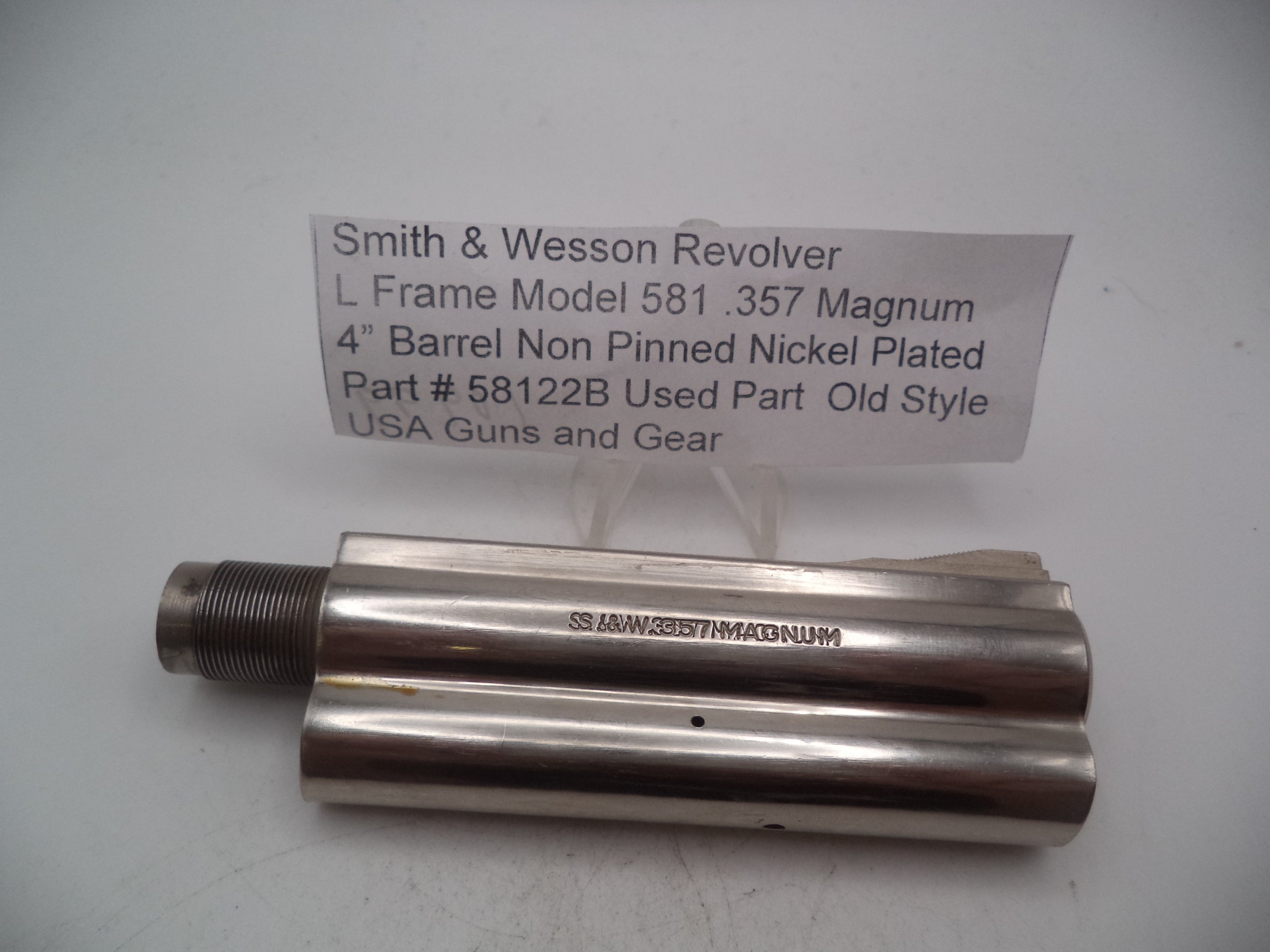 58122B Smith & Wesson L Frame Model 581 Nickel 4" Non-Pinned Barrel Used .357 Mag