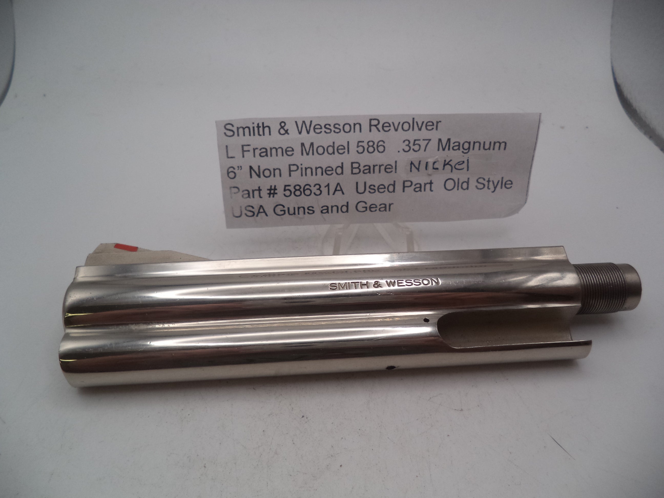 58631A Smith & Wesson Used L Frame Model 586 Nickel 6" Non Pinned Barrel