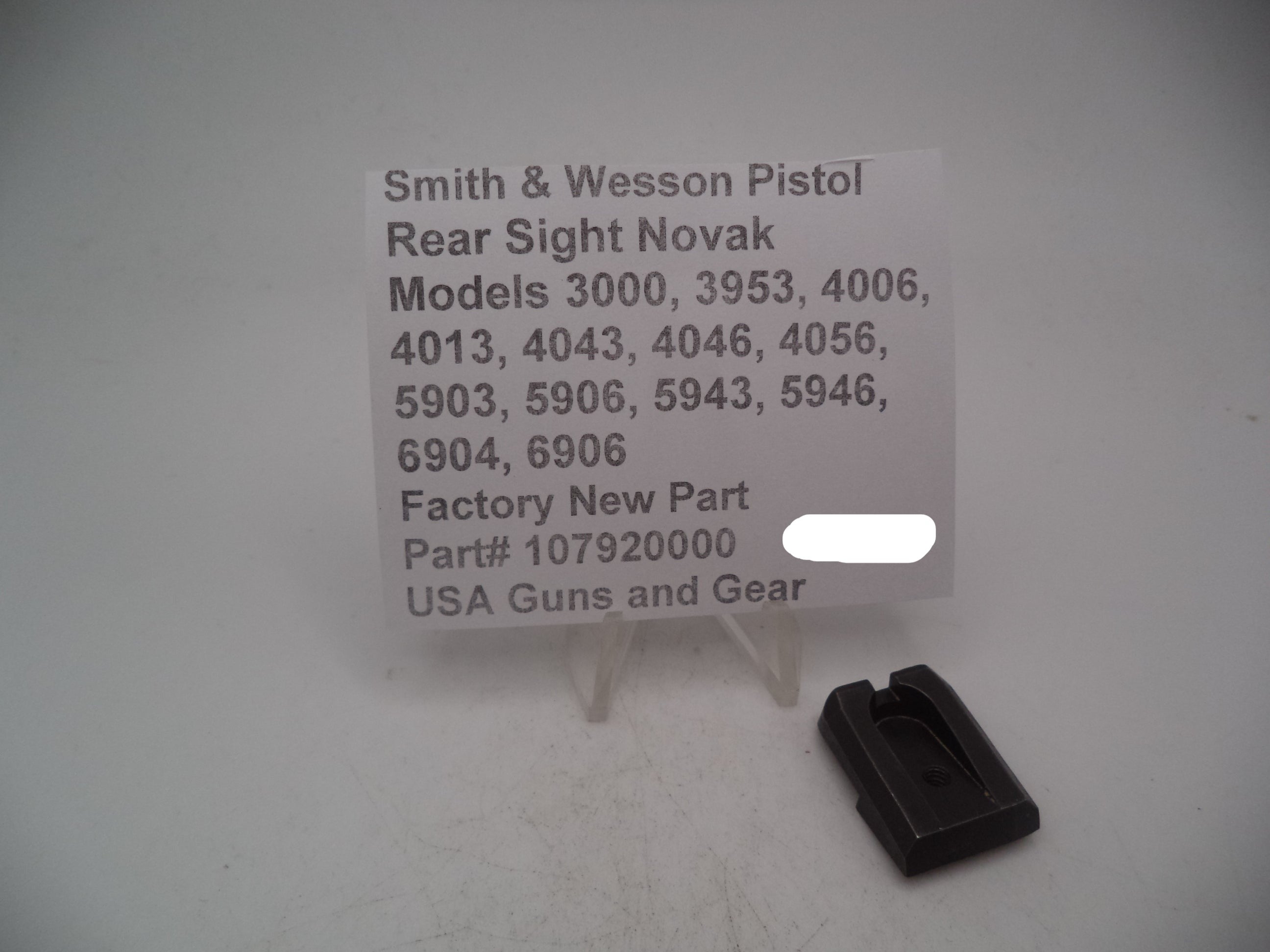 107920000 S&W Novak Rear Sight - Model 3000 3953 4006 5906 6904 6906