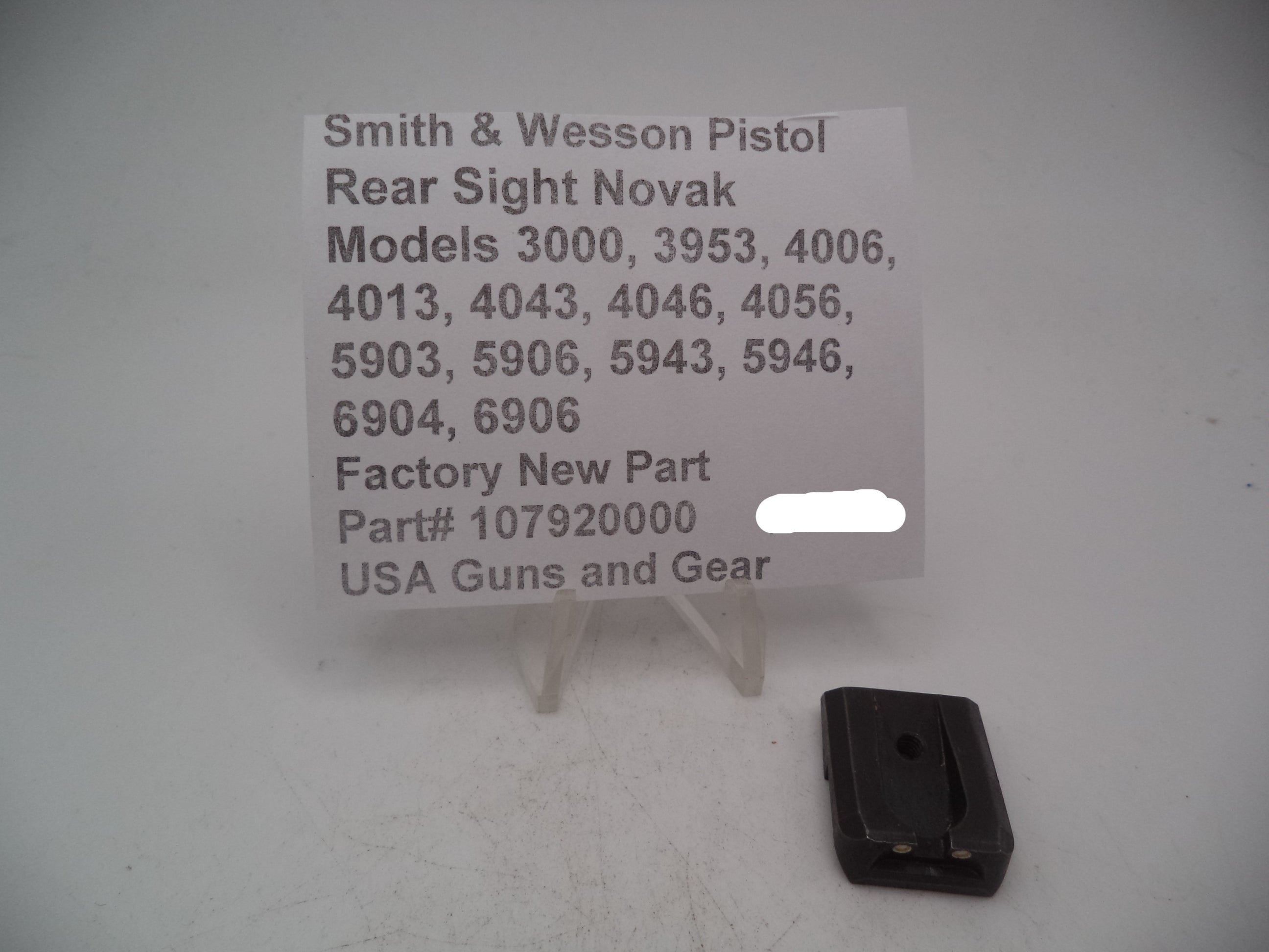 107920000 S&W Novak Rear Sight - Model 3000 3953 4006 5906 6904 6906