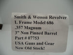 07753 Smith & Wesson Revolver L Frame Model 686 .357 Mag 3" Non Pinned Barrel