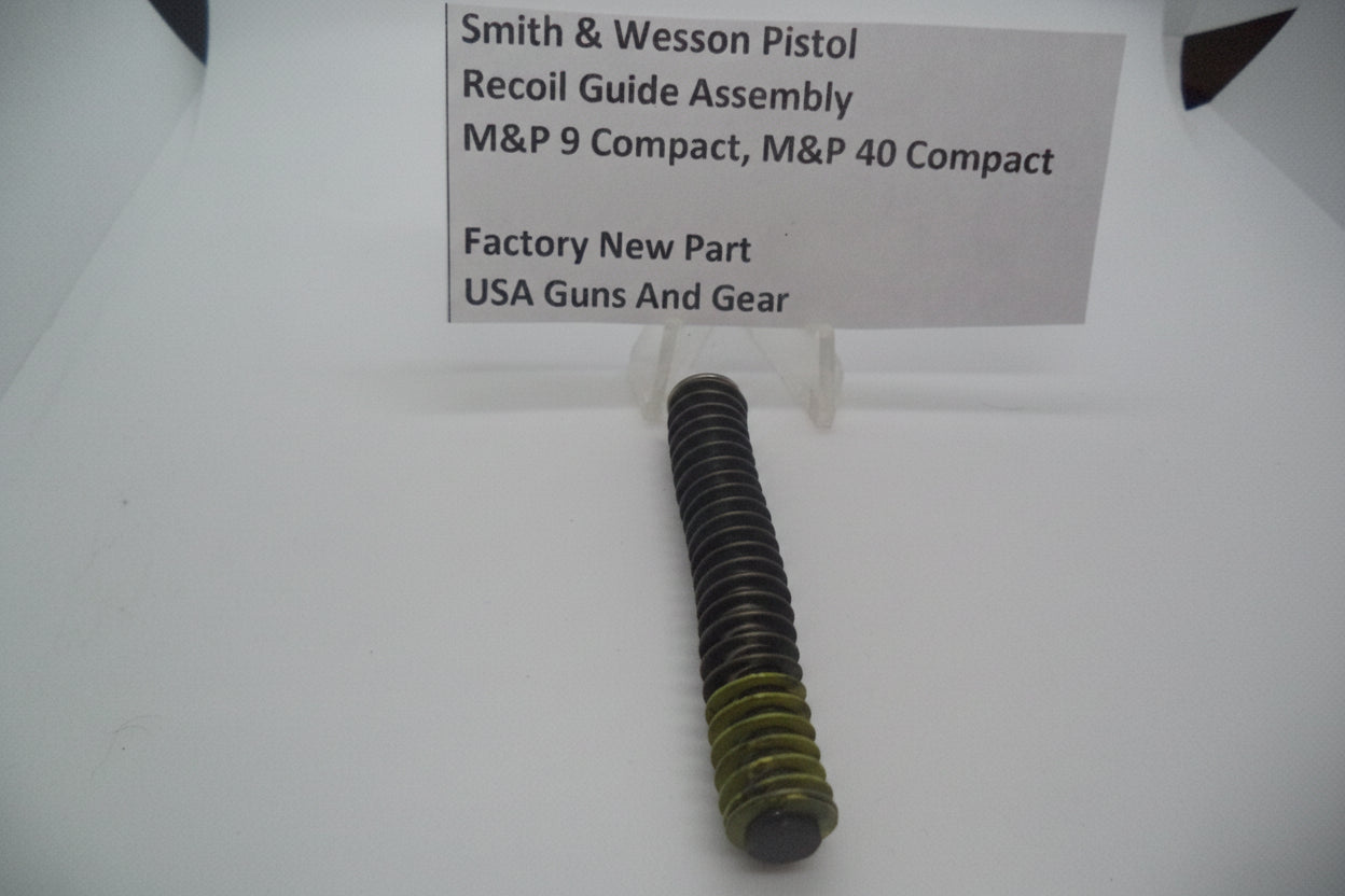 Smith & Wesson Recoil Guide Assembly for M&P 9/40 Compact, with green spring and metal body, displayed on a white background.